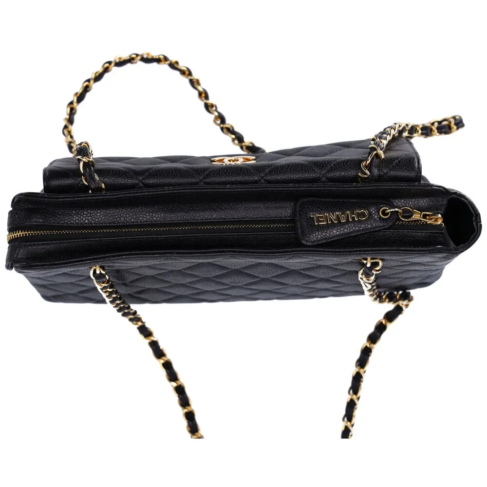 Chanel Classic Front Pocket Small Chain Shoulder Tote Quilted Caviar Leather - Picture 11 of 11